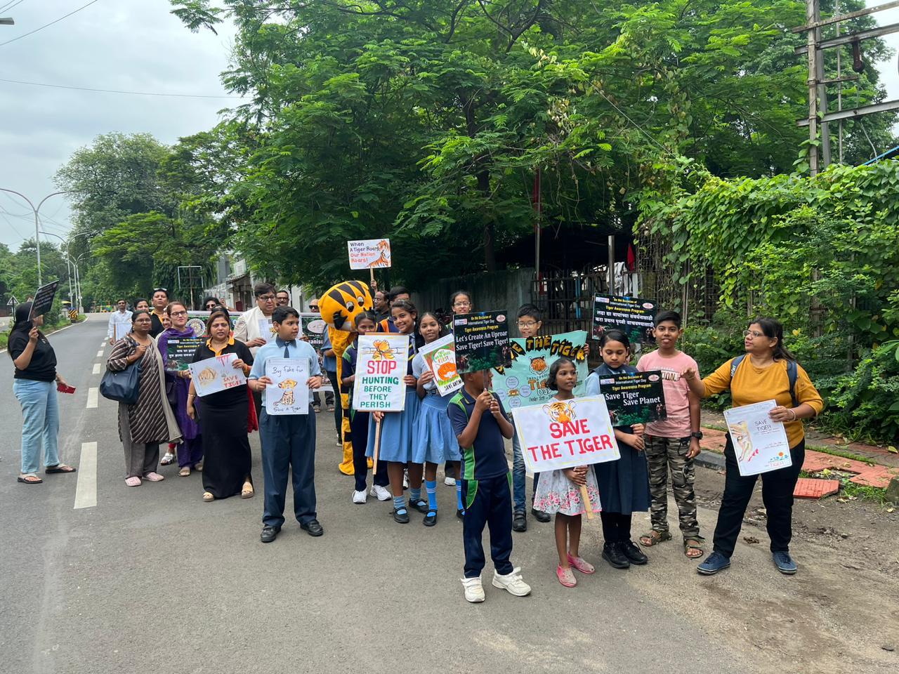 A large crowd participating in the Walk for Tiger awareness rally